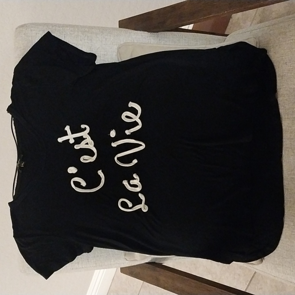 🤑🤑 Cupio Top Womens M Black C'est La Vie Short Sleeve tee